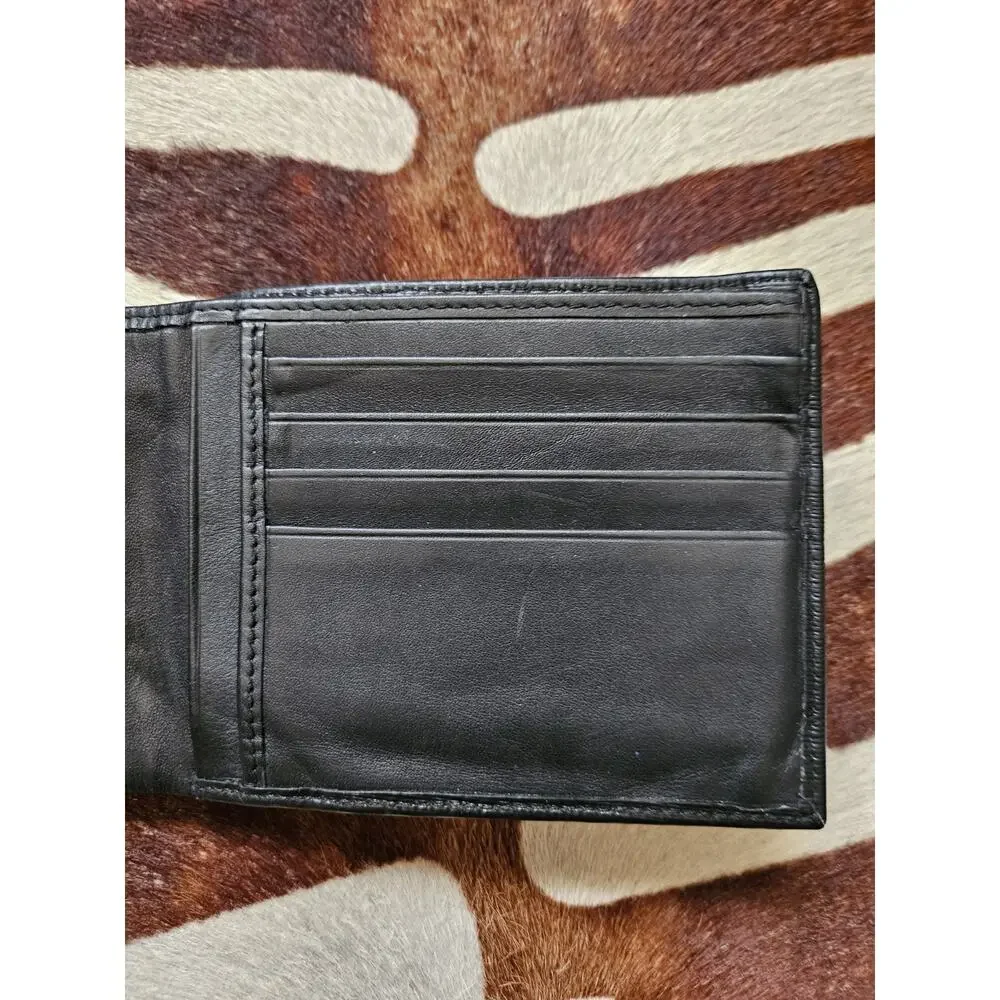 Cavalli Class Men's Black Logo Print Textured Leather Bifold Wallet